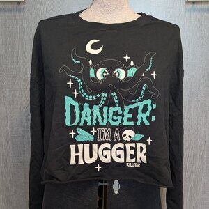 Killstar XXL Cropped Sweatshirt - Danger I'm a Hugger